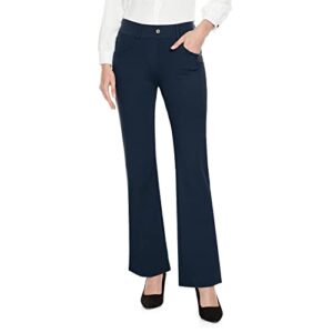 M MOTEEPI Yoga Dress Pants Womens 29" Work Pants Office Business Casual Slacks Bootcut Stretchy with Pockets Navy Blue XX-Large