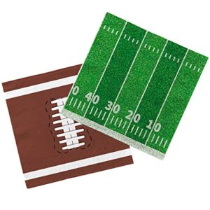 football birthday party supplies disposable paper cocktail napkins for tailgate party decorations, assorted 40 pack football field design and 40 pack of football pattern, total 80 pack