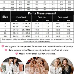 SWOMOG Womens Silk Satin Pajamas Set Long Sleeve Loungewear 2 Pieces Sleepwear Button-Down Pj Set White