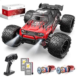 deerc 9500e 1:16 scale all terrain rc car, 4x4 high speed electric vehicle, 2.4ghz off-road remote control truck with 2 batteries, 35+ kmh monster truck for for adults kids
