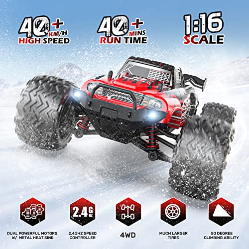 DEERC 9500E 1:16 Scale All Terrain RC Car, 4x4 High Speed Electric Vehicle, 2.4Ghz Off-Road Remote Control Truck with 2 Batteries, 35+ KMH Monster Truck for for Adults Kids