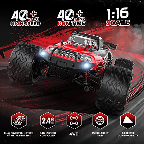 DEERC 9500E 1:16 Scale All Terrain RC Car, 4x4 High Speed Electric Vehicle, 2.4Ghz Off-Road Remote Control Truck with 2 Batteries, 35+ KMH Monster Truck for for Adults Kids