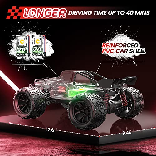 DEERC 9500E 1:16 Scale All Terrain RC Car, 4x4 High Speed Electric Vehicle, 2.4Ghz Off-Road Remote Control Truck with 2 Batteries, 35+ KMH Monster Truck for for Adults Kids