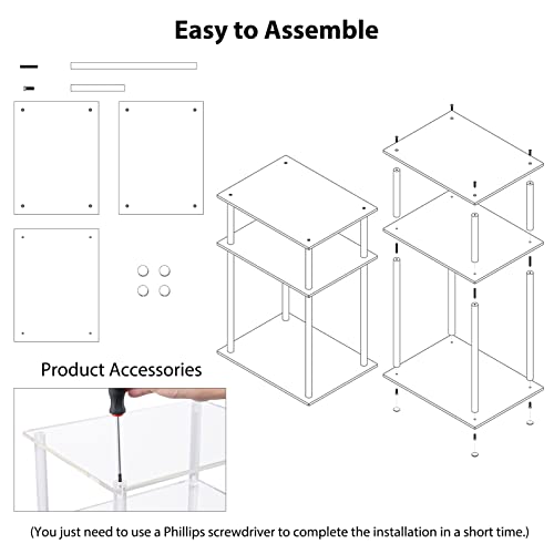 HMYHUM Clear Acrylic End Table, 3-Tier Side Table for Living Room, Small Bedside Table/Nightstand for Bedroom, Home Decor Accent Table, 15.7" L x 11.8" W x 23.4" H