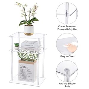 HMYHUM Clear Acrylic End Table, 3-Tier Side Table for Living Room, Small Bedside Table/Nightstand for Bedroom, Home Decor Accent Table, 15.7" L x 11.8" W x 23.4" H