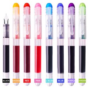 eyeye disposable fountain pens for writing 8 assorted colors colorful fountain pen ink pen broad point office supplies for lettering hand drawing sketching doodling，journaling, calligraphy