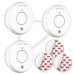 jemay 3 pack wireless interconnected smoke detectors fire alarm with transmission range of over 820 ft, fire detector 10 year lithium battery, with enhanced photoelectric sensor