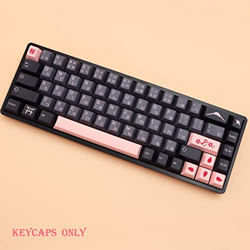 MOLGRIA Keycaps 136 Set Night Sakura for Full Sized Keyboard, Custom PBT Cherry Profile Key Caps Japanese Style with Keycap Puller for Cherry MX 104/87/68/61 60 Percent ANSI/ISO Layout Keyboard