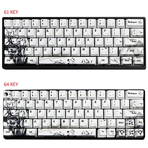 MOLGRIA Keycaps 71 Set Ink Panda for 71 64 61 Keys Keyboard, Custom PBT OEM Profile Key Caps with Japnanese Font for Cherry MX Gateron Khail Switches 60 Percent Gaming Keyboard