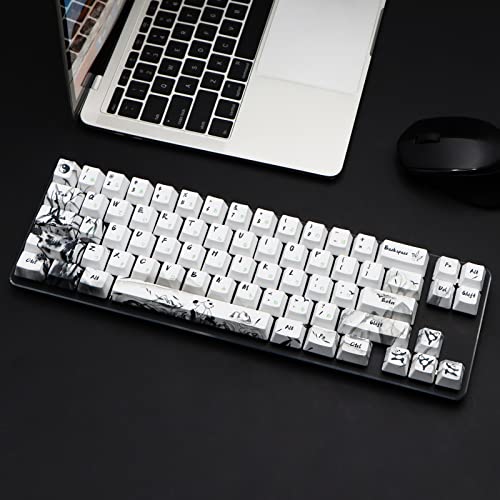 MOLGRIA Keycaps 71 Set Ink Panda for 71 64 61 Keys Keyboard, Custom PBT OEM Profile Key Caps with Japnanese Font for Cherry MX Gateron Khail Switches 60 Percent Gaming Keyboard