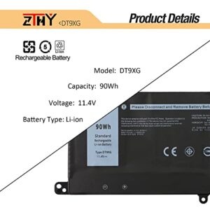 ZTHY 90Wh DT9XG Laptop Battery Replacement for Dell Alienware Area-51m R1 R2 ALWA51M-D1968W D1968B D1969PW D1733B D1746W D1735DB D1733PB D1766W D1748DW D1746B D1766B D1741DB Series 07PWKV 0KJYFY 11.4V