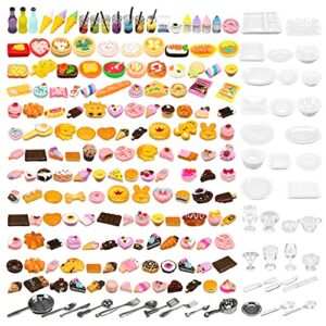 200pcs miniature landscape food drinks bottle mini toys doll house kitchen play resin dollhouse accessories for adults teenagers cooking game hamburger ice cream cake bread tableware party