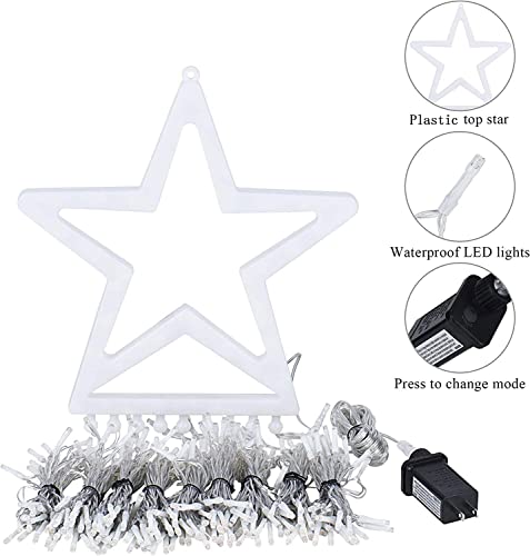 Outdoor Christmas Decorations Star String Lights, 320 LED 11.5 ft Waterfall Tree Lights with 8 Lighting Modes Christmas Star Lights for Indoor Outdoor Yard Home Festival Party Xmas New Year Decor