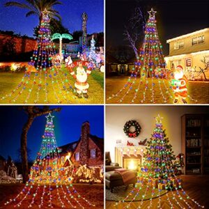 Outdoor Christmas Decorations Star String Lights, 320 LED 11.5 ft Waterfall Tree Lights with 8 Lighting Modes Christmas Star Lights for Indoor Outdoor Yard Home Festival Party Xmas New Year Decor