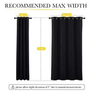 NICETOWN High-End Thermal Curtains, Full Blackout Curtains 84 inches Long for Dining Room, Soundproof Window Treatment Drapes for Hall Room, Black, 52 inches Wide Per Panel, Set of 2 Panels