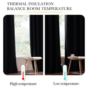 NICETOWN High-End Thermal Curtains, Full Blackout Curtains 84 inches Long for Dining Room, Soundproof Window Treatment Drapes for Hall Room, Black, 52 inches Wide Per Panel, Set of 2 Panels