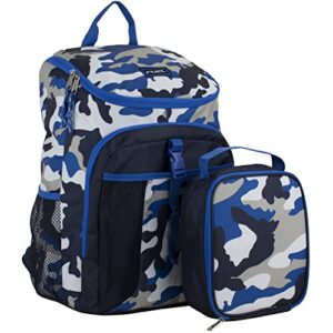 fuel top loader backpack & lunch bag bundle - blue/white/gray camo