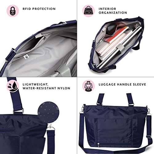 Baggallini Essential Laptop Tote Bag for Women - Work Tote Bag with Laptop Sleeve - Travel Shoulder Bag with Luggage Sleeve