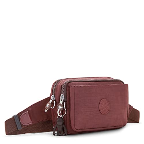 Kipling Womens WomenÂ’s Abanu Multi Bag, Lightweight, Adjustable Nylon Waist Pack With Multi-compartment Crossbody Bag, Mahogany, 7.5 L x 5 H 3.25 D US