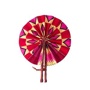ankara african print handmade folding fan with leather handles (multi 4)