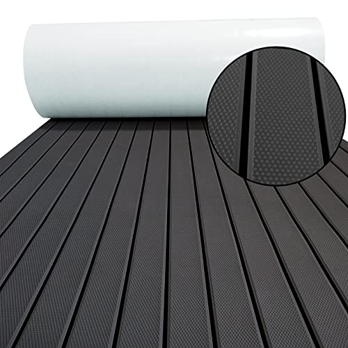 KXKZREN EVA Foam Boat Flooring Faux Teak Boat Decking Sheet Marine Mat Non-Slip Self-Adhesive Flooring Sheet for Pontoon Motorboat RV Yacht Kayak Swimming Pool, 94" x 35"