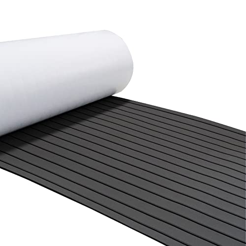 KXKZREN EVA Foam Boat Flooring Faux Teak Boat Decking Sheet Marine Mat Non-Slip Self-Adhesive Flooring Sheet for Pontoon Motorboat RV Yacht Kayak Swimming Pool, 94" x 35"