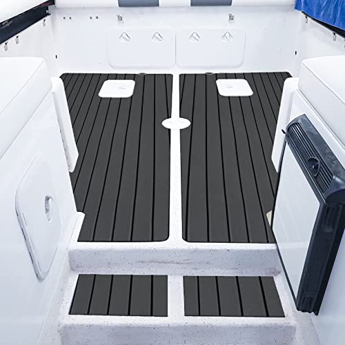 KXKZREN EVA Foam Boat Flooring Faux Teak Boat Decking Sheet Marine Mat Non-Slip Self-Adhesive Flooring Sheet for Pontoon Motorboat RV Yacht Kayak Swimming Pool, 94" x 35"