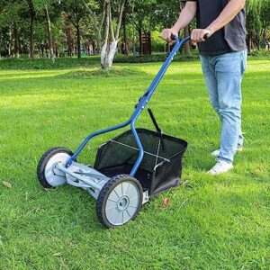 Amazon Basics 18-Inch 5-Blade Push Reel Lawn Mower with Grass Catcher, Blue