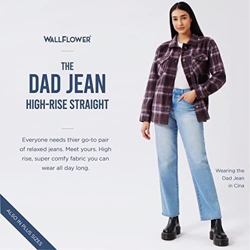 WallFlower Women's Dad Denim High-Rise Insta Vintage Juniors Jeans, Carbon, 0