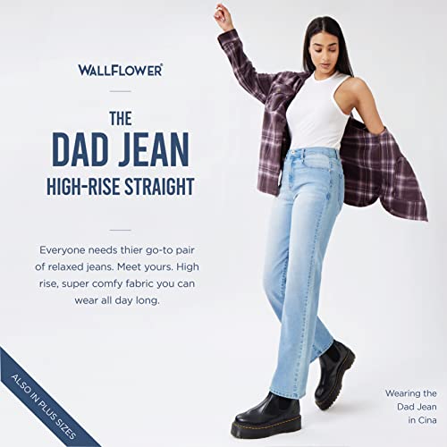 WallFlower Women's Dad Denim High-Rise Insta Vintage Juniors Jeans, Carbon, 0