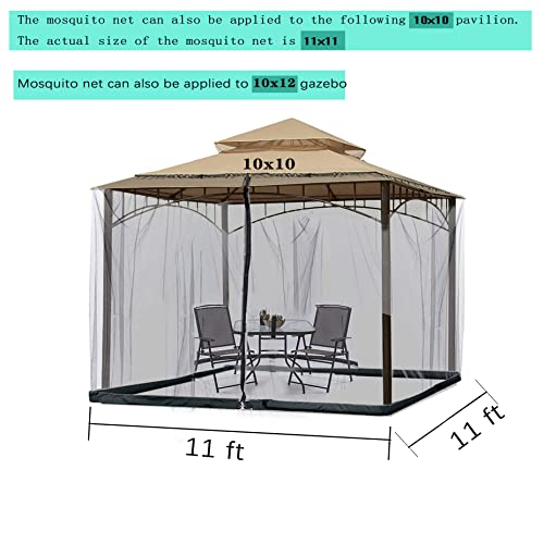 Tiimmgaal 15FT Mosquito Netting for Patio Umbrella Double Sided Patio Umbrella Canopy Netting &10X10 Ft gazebo (Black)(Does Not Contain Gazebo Patio Umbrella) (15FT Black)