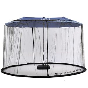 tiimmgaal 15ft mosquito netting for patio umbrella double sided patio umbrella canopy netting &10x10 ft gazebo (black)(does not contain gazebo patio umbrella) (15ft black)