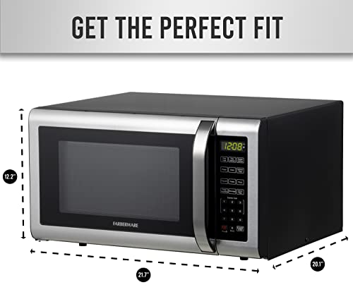 Farberware Countertop Microwave 1100 Watts, 1.6 cu ft - Microwave Oven With LED Lighting and Child Lock - Perfect for Apartments and Dorms - Easy Clean Brushed Stainless Steel