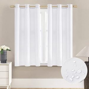 xtmyi white short room darkening curtains for bedroom,thermal insulated 80% blackout light blocking grommet window curtains for kitchen bathroom,36 by 48 inch length 2 panels set