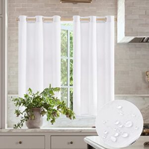 XTMYI White Short Room Darkening Curtains for Bedroom,Thermal Insulated 80% Blackout Light Blocking Grommet Window Curtains for Kitchen Bathroom,36 by 48 Inch Length 2 Panels Set