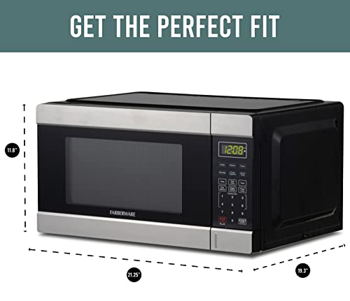 Farberware Countertop Microwave 1100 Watts, 1.3 cu ft - Microwave Oven With LED Lighting and Child Lock - Perfect for Apartments and Dorms - Easy Clean Stainless Steel
