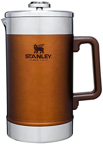 Stanley French Press 48oz with Double Vacuum Insulation, Stainless Steel Wide Mouth Coffee Press, Large Capacity, Ergonomic Handle, Dishwasher Safe, Maple