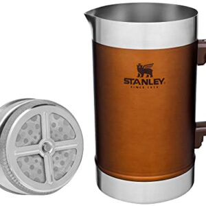 Stanley French Press 48oz with Double Vacuum Insulation, Stainless Steel Wide Mouth Coffee Press, Large Capacity, Ergonomic Handle, Dishwasher Safe, Maple