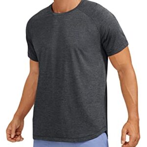 CRZ YOGA Men's Lightweight Short Sleeve T-Shirt Quick Dry Workout Running Athletic Tee Shirt Tops Carbon Heather X-Large