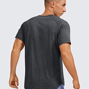 CRZ YOGA Men's Lightweight Short Sleeve T-Shirt Quick Dry Workout Running Athletic Tee Shirt Tops Carbon Heather X-Large