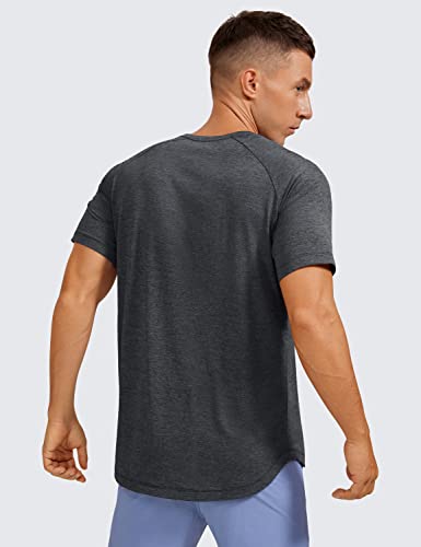 CRZ YOGA Men's Lightweight Short Sleeve T-Shirt Quick Dry Workout Running Athletic Tee Shirt Tops Carbon Heather X-Large