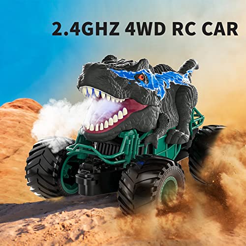 Bennol 2.4GHz Remote Control Dinosaur Car Trucks Toys for Kids Boys, RC Dino Car Toys with Light, Sound & Spray, Indoor Outdoor All Terrain Electric RC Car Toys Gifts for 3 4 5 4-7 8-12 Boys Kids