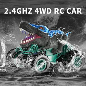 Bennol 2.4GHz Remote Control Dinosaur Car Trucks Toys for Kids Boys, RC Dino Car Toys with Light, Sound & Spray, Indoor Outdoor All Terrain Electric RC Car Toys Gifts for 3 4 5 4-7 8-12 Boys Kids