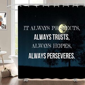 rimego shower curtain 72"x72" with words 12 hooks polyester waterproof fabric bathroom bathtub panels it always protects,always trusts,always hopes,always perseveres