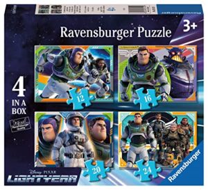 ravensburger disney pixar buzz lightyear jigsaw puzzles for kids age 3 years up - 4 in a box (12, 16, 20, 24 pieces)