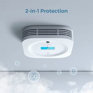 AEGISLINK Interlinked Smoke Carbon Monoxide Detector Combo, Smoke and CO Detector Battery Powered, Wireless Interconnected Smoke and CO Alarm, Digital Display, SC-RF200, 3-Pack