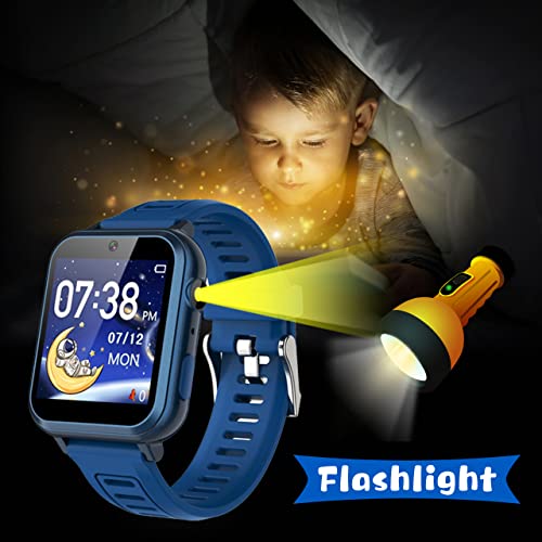 Retysaz Kids Smart Watch,24 Game Smart Watch for Kids, Fashion Smartwatches for Children 3-14 Great Gifts to Girls Boys (Blue)