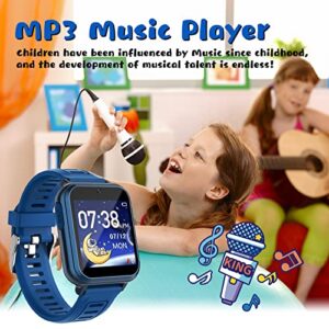 Retysaz Kids Smart Watch,24 Game Smart Watch for Kids, Fashion Smartwatches for Children 3-14 Great Gifts to Girls Boys (Blue)