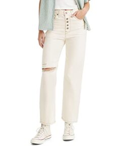 levi's women's snap ribcage straight ankle jeans, (new) white destructed, 24