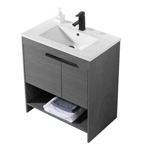 Fine Fixtures Phoenix 30 in. W x 18.5 in. D x 33.5 in. H Bathroom Vanity in Classic Grey with White Ceramic Sink [Full Assembly Required]